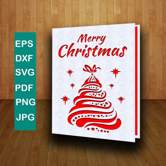 Merry Christmas Card Svg Christmas Card Template Eps Dxf Png Etsy