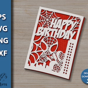 Happy Birthday Card svg Digital Cut File Silhouette Cameo and Cricut Happy Birthday Invitation svg Birthday DIY Birthday Card Card Template