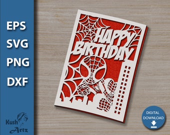 Happy Birthday Card svg Digital Cut File Silhouette Cameo and Cricut Happy Birthday Invitation svg Birthday DIY Birthday Card Card Template