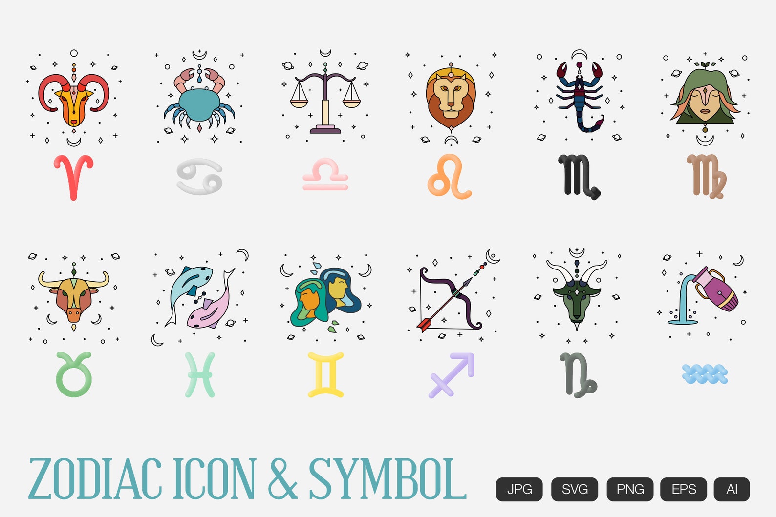 Sterrenbeelden Symbool Omtrek Icoon SVG JPG PNG Digitale - Etsy Nederland