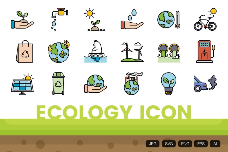 Environment Climate Change Outline Icon SVG JPG PNG Digital Download 18 ...