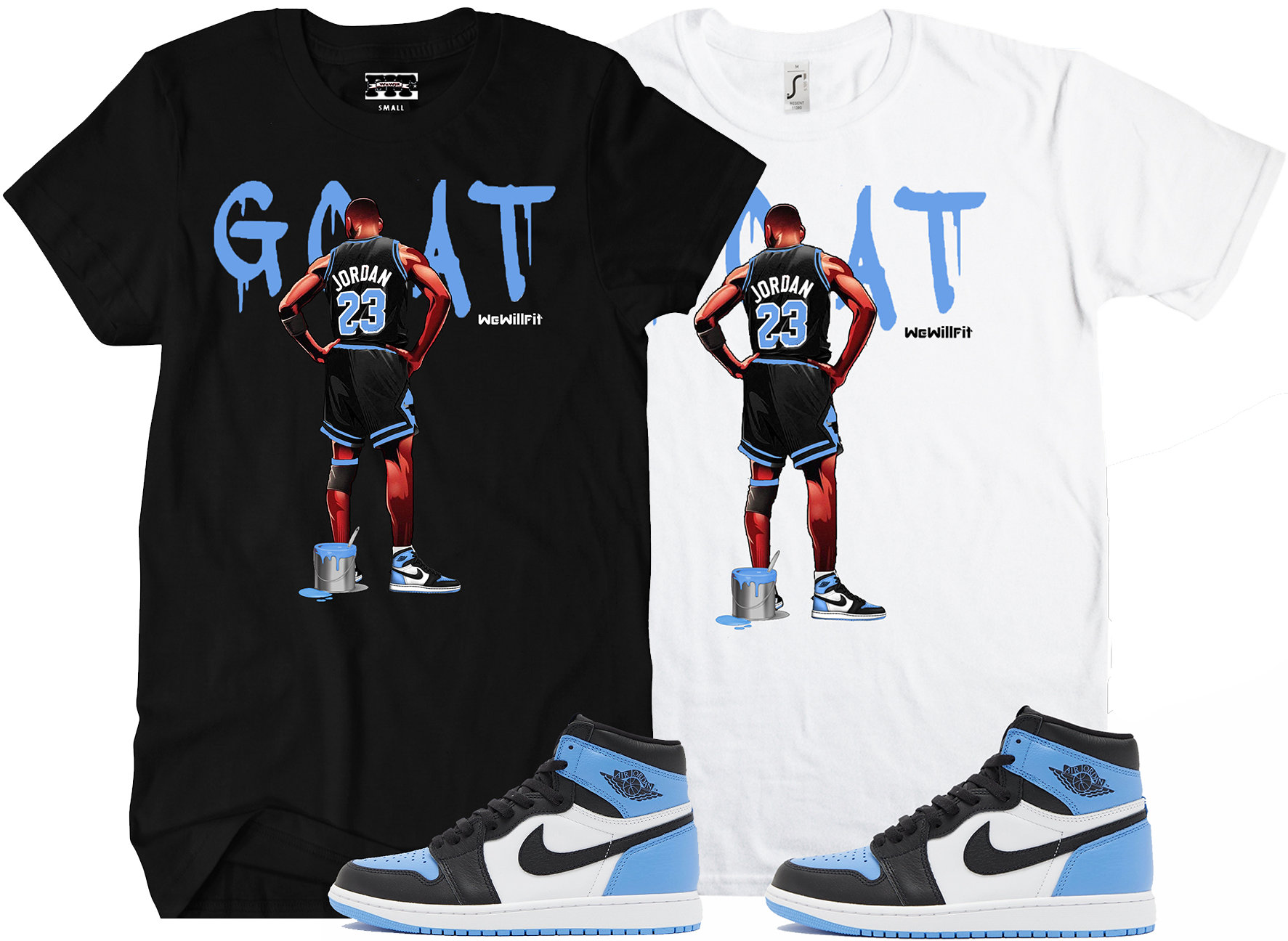 Fitz 4 Kickz Shirt to Match the Jordan 1 University Blue Toe Unc - Etsy
