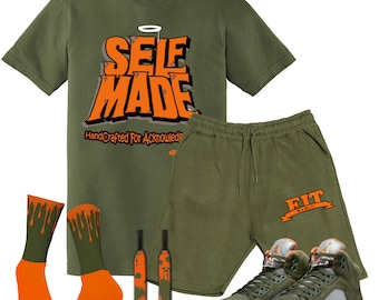 five-o セットアップ Fitz 4 Kickz Set to Match the Retro Jordan 5 Olive Army