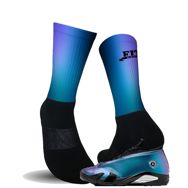 Fitz 4 Kickz Socks to match the Jordan 14 Love Letter Mineral Teal iridescent