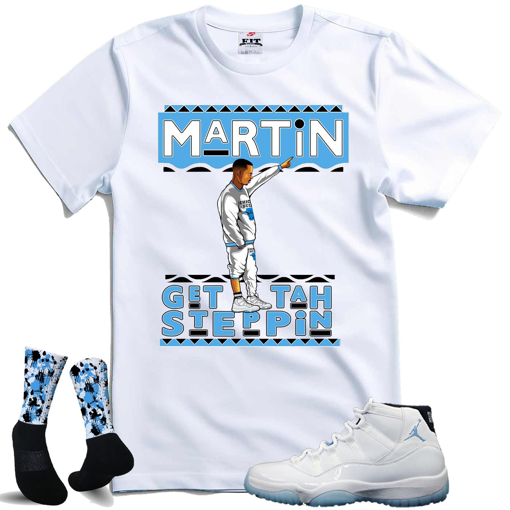 Fitz 4 kickz Shirt to match the Jordan 11 Legend Blue Columbia blue