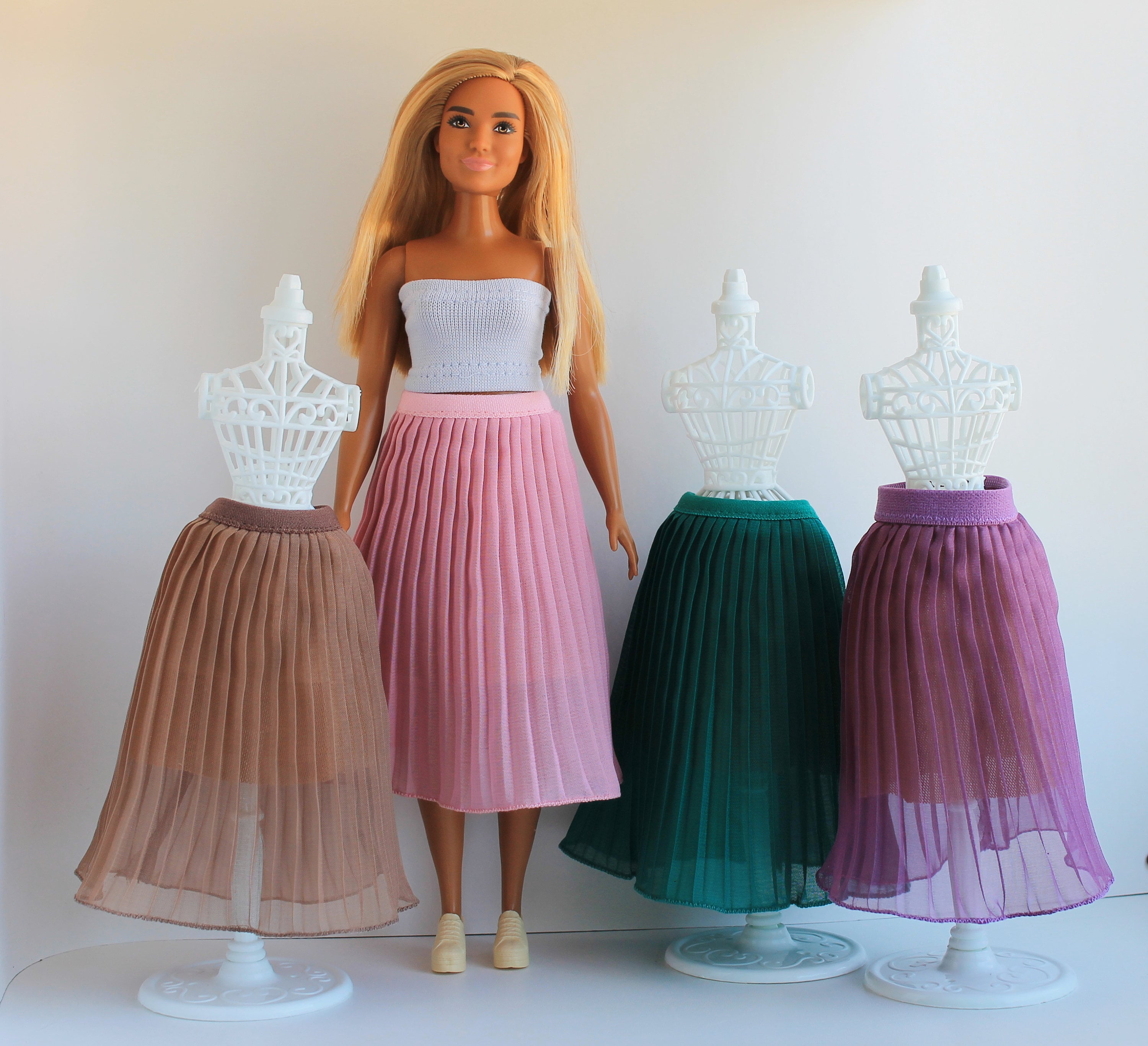 Pleated Skirt for Barbie Curvy 4 Colors Etsy