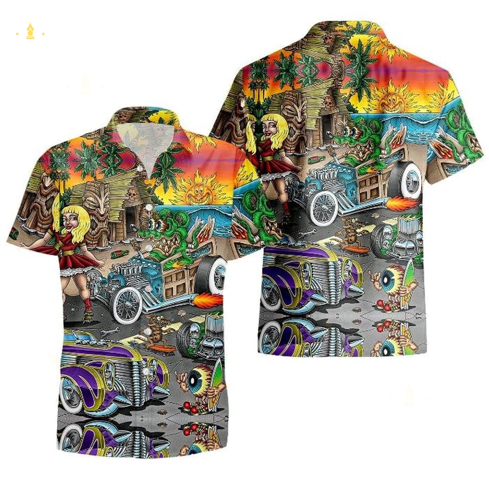 Discover Rat Fink And The Hot Rod Hawaiian Shirt