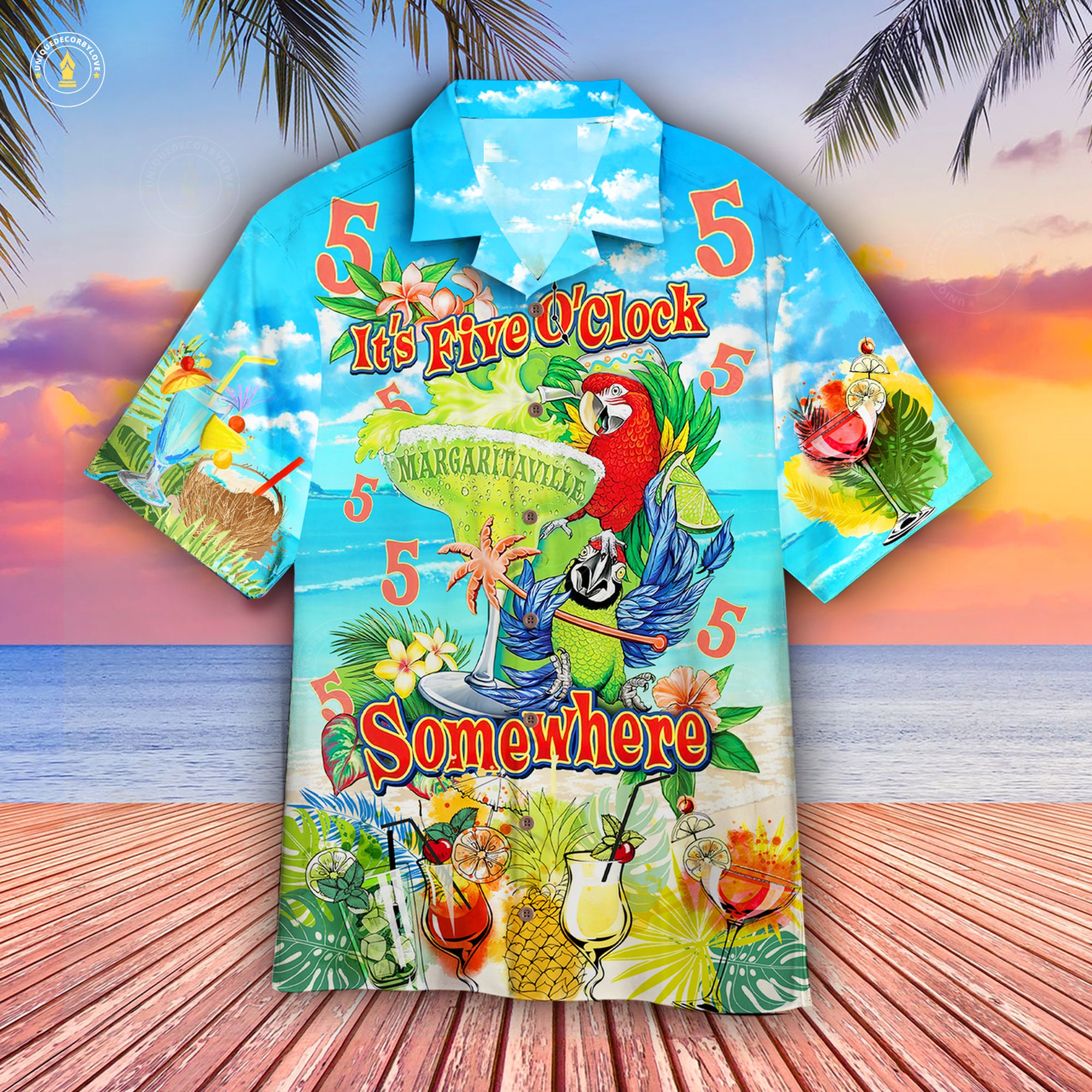 Discover 3D Parrot Its 5-Oclock Somewhere Hawaiian Shirt