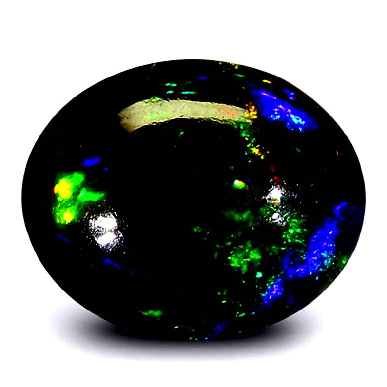 13.50 cts natural VVS top neon multi color play Ethiopia black opal cabochon
