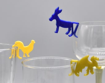 24 Glas-Markierer mit Tiermotiven - Freie Wahl aus 50 Tieren und 14 Farben