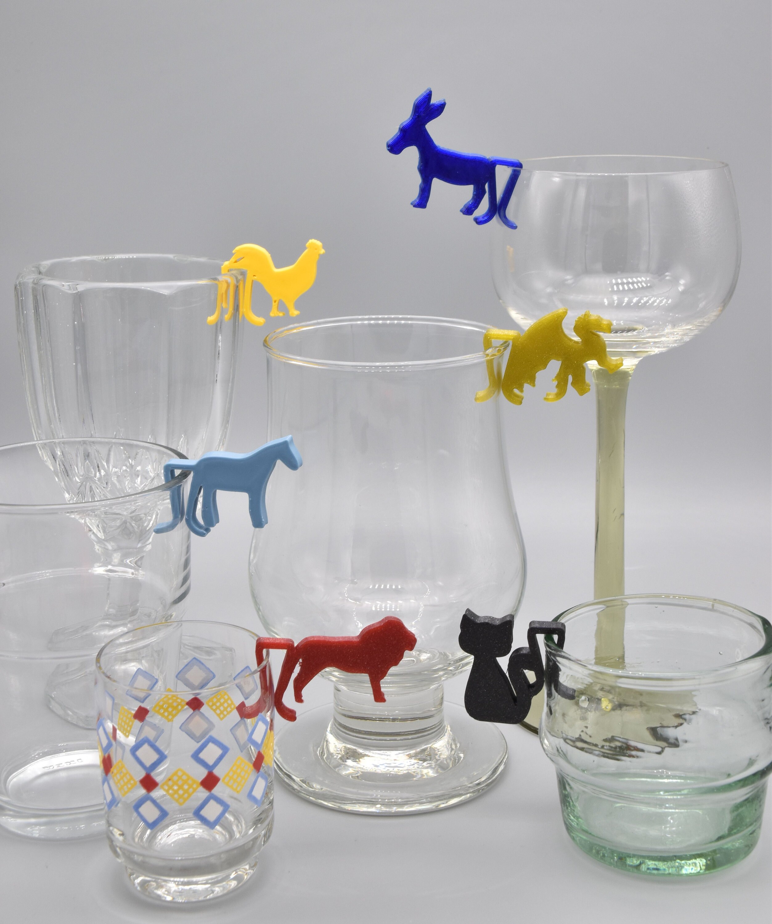 Animal glass marker (set of 6: assorted cool)