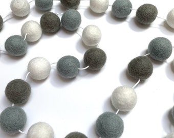 Frozen Felt Ball Garland, Icy Decorations, Handmade Garlands for Christmas Tree