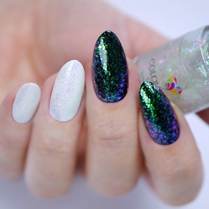 Polar twinkle multichrome flakie topper plant based 10-free sustainable vegan cruelty-free handmade nail polish