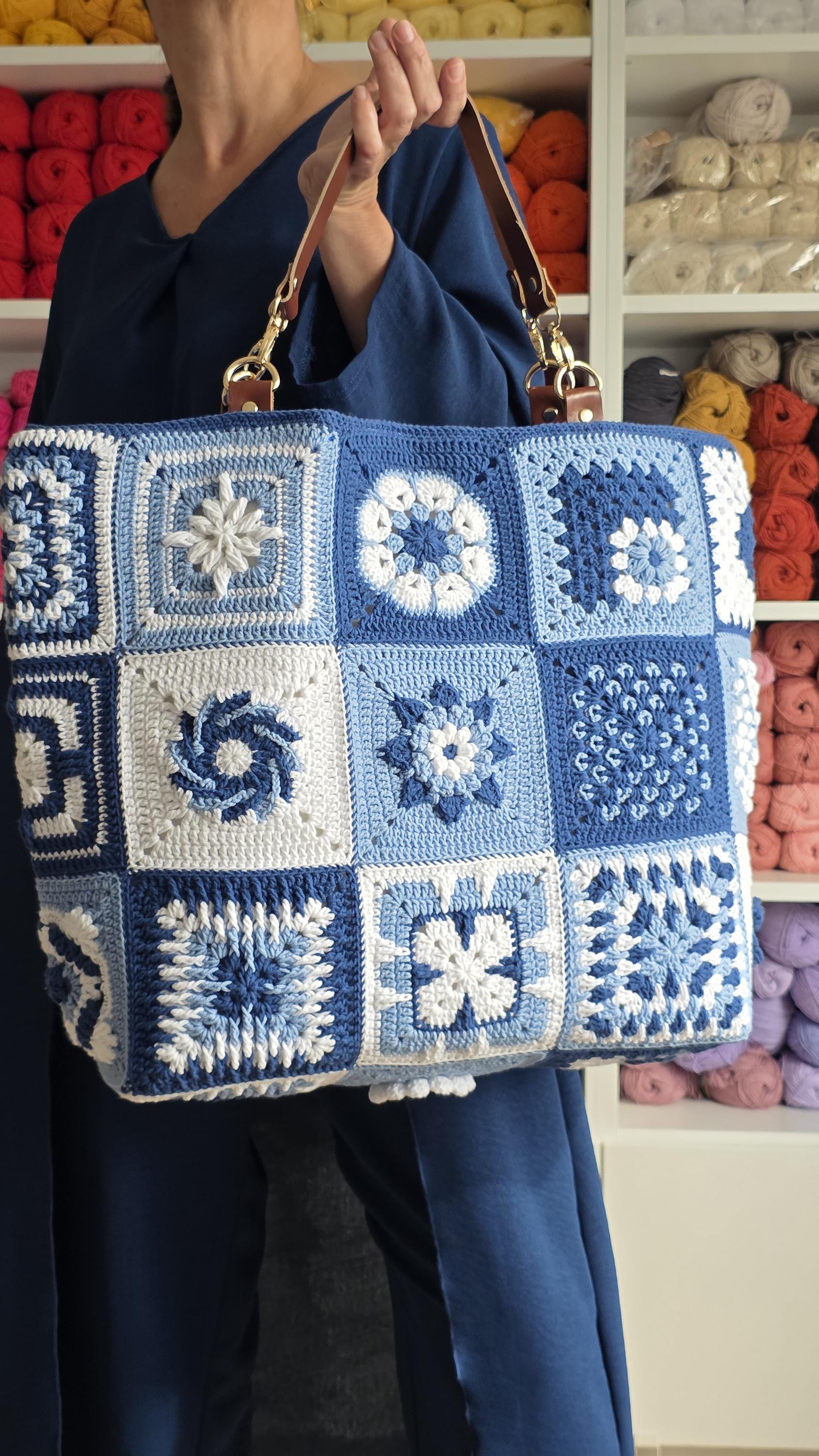 Patchwork Dreams Tote ,crochet Tote Bag in Vintage Style, Unique