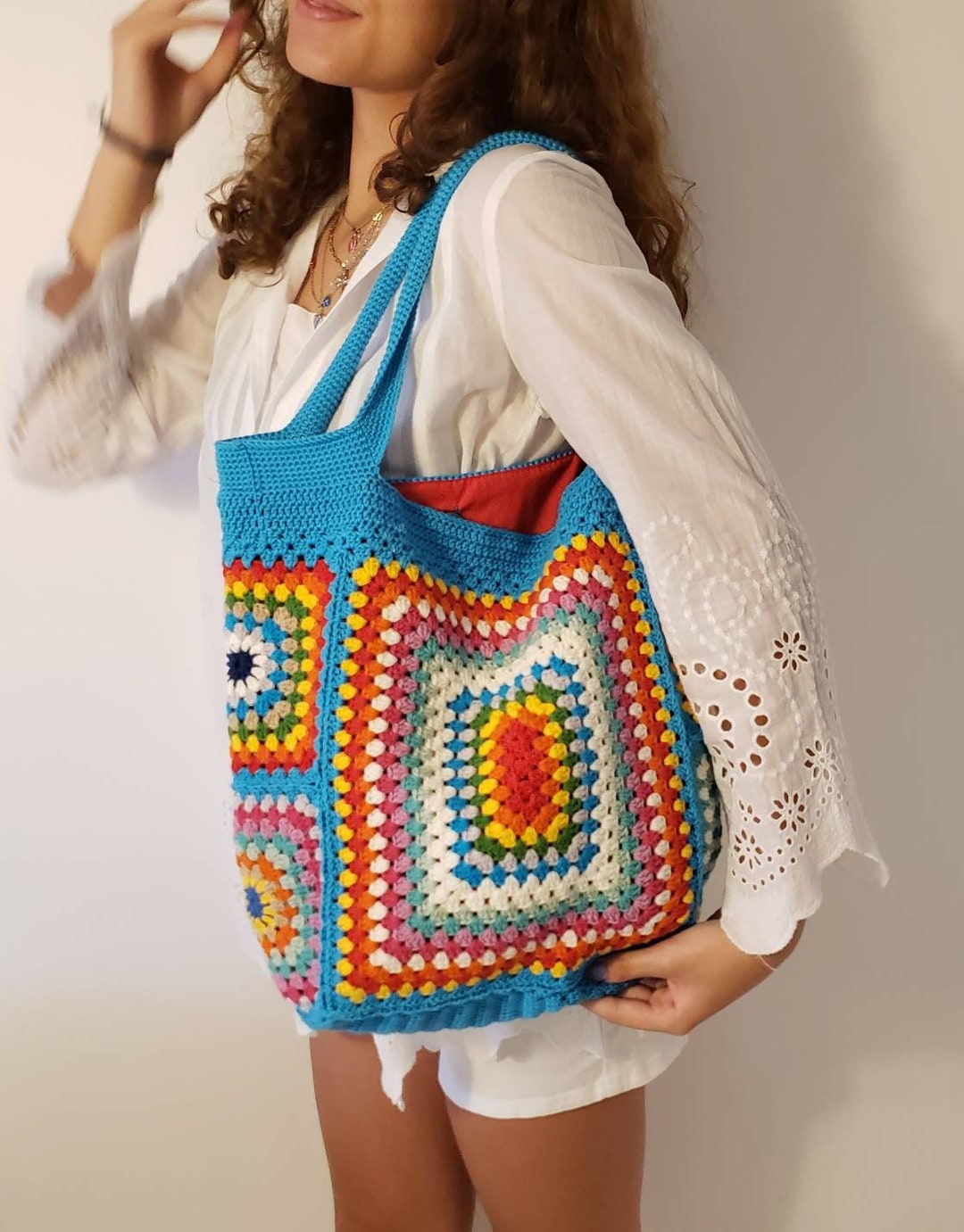 Colorfull Crochet Beach Granny Square Shoulder Bag in Retro - Etsy