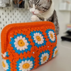 Colorful Granny Square Crochet Clutch Bag is a very colorful & flower