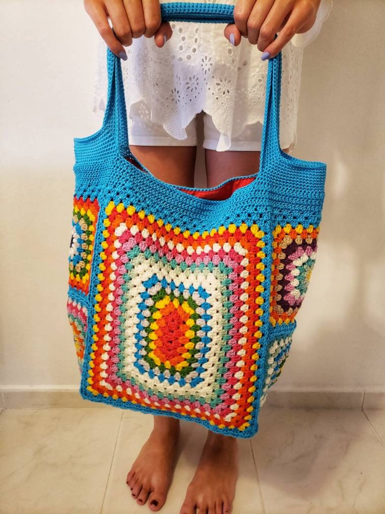 Colorfull Crochet Beach Granny Square Shoulder Bag in Retro - Etsy