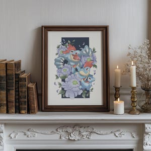 Ocean Reptile Creature Evolution - Anime Inspired - Floral Fantasy Wall Art - Nursery Printable Decor - Instant Digital Download