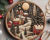Christmas cross stitch pattern Winter Village embroidery Advent calendar embroidery Christmas tree ornament Christmas village Holiday decor