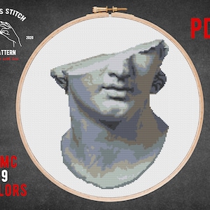 Greek sculpture cross stitch pattern Antiquity statue embroidery Mythical old greece cross stitch Modern Statue Embroidery design pdf