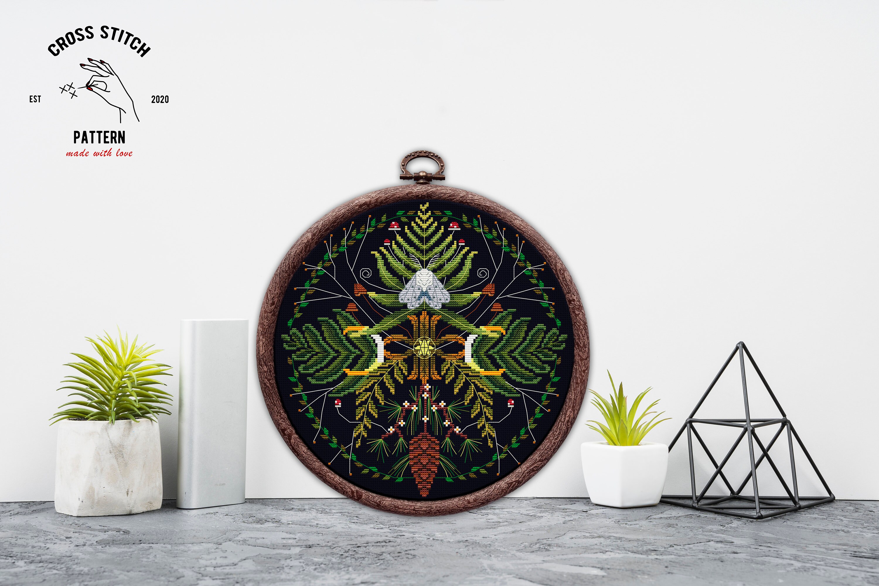 Witchy Insect Pattern Moth Cross Stitch Pattern Witchy Mushroom Butterfly Insect Embroidery ...