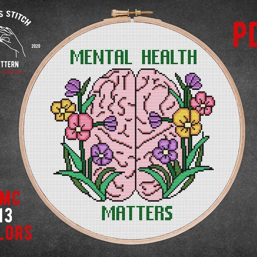 Mental Health Matters Cross Stitch Pattern Human Anatomy Cross Etsy