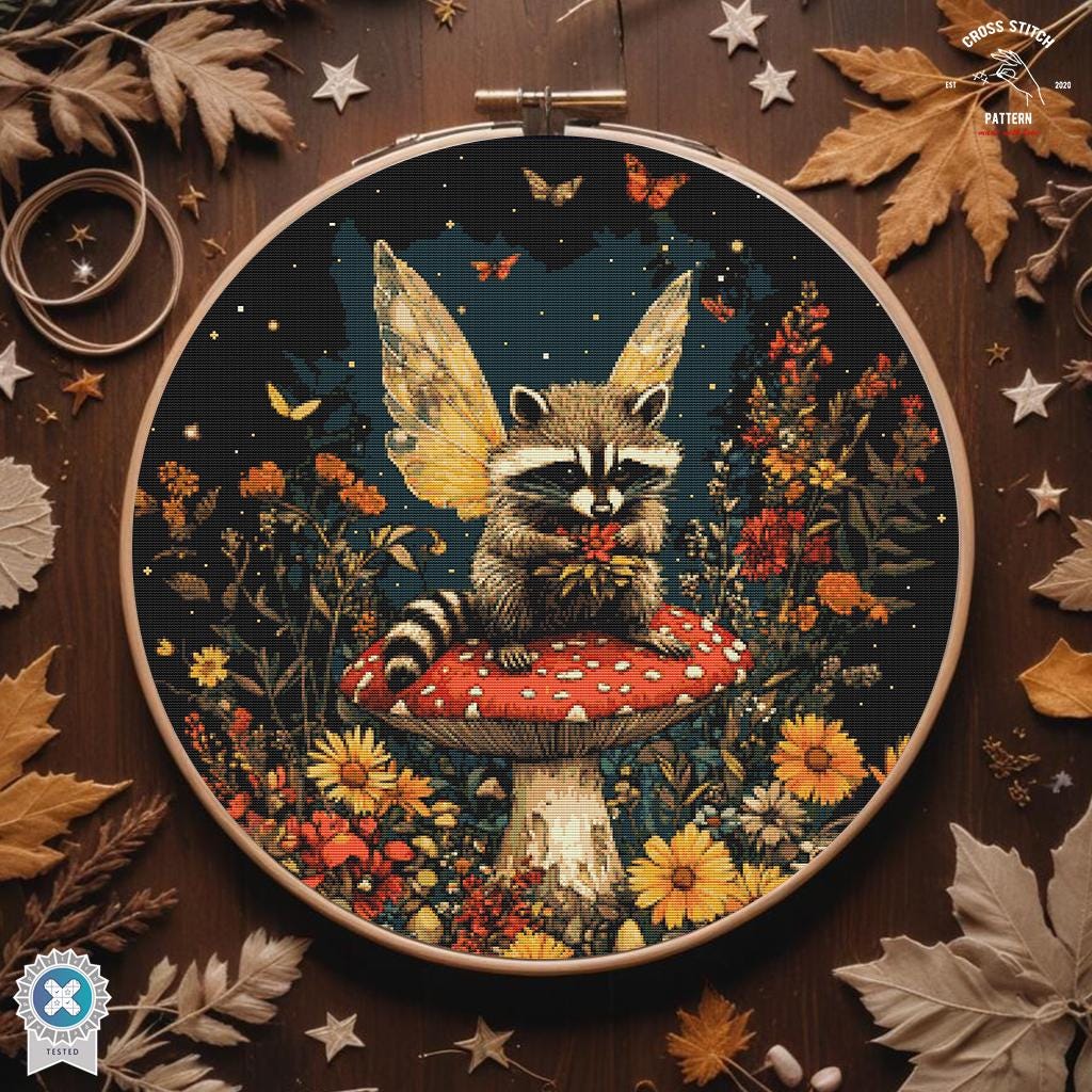 Design Works Counted Cross Stitch Kit 8" Round-Racoon (11 Count