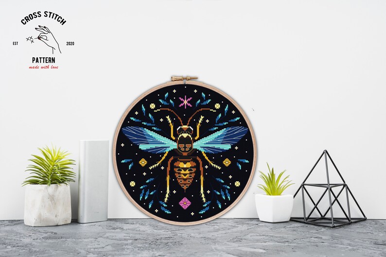 Wasp Cross Stitch Pattern Modern Cross Stitch Bee Embroidery | Etsy