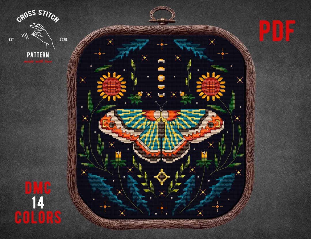 Witchy Insect Pattern Moth Cross Stitch Pattern Insect Bee Embroidery Witchy Cross Stitch ...