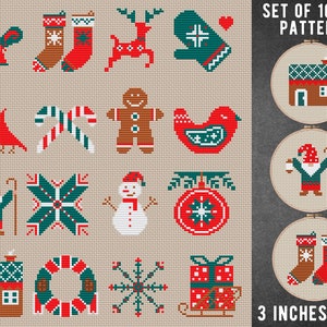 Weihnachtsschmuck Kreuzstich Stickvorlage Adventskalender Weihnachten Ornament skandinavisches Motiv Geschenk Weihnachtsdeko 3 inch Stickrahmen pdf