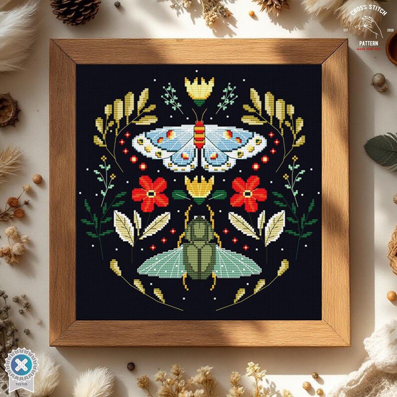 Witchy Insect Pattern Moth Cross Stitch Pattern Bug Embroidery Insect Cross Stitch Witchy ...
