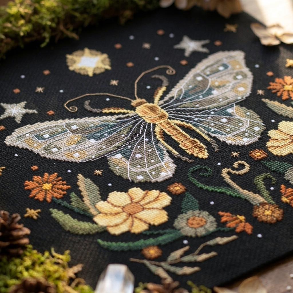 Luna Moth Cross Stitch Pattern PDF, Celestial Insect Embroidery Chart ...