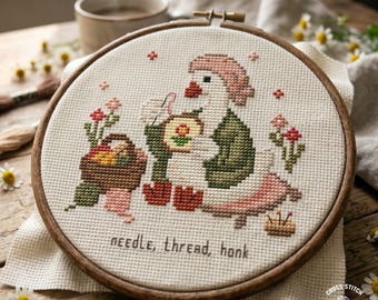 Kruissteekpatroon grappig gans: naalddraad honk cosy Crafter quote borduurwerk (pdf-patroon)