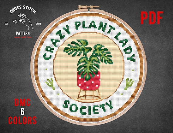 Verrckte Pflanze Kreuzstich Stickmuster Monstera Pflanze Kreuzstich  Stickdatei Zimmerpflanzen Wanddeko Geschenk fr sie - Etsy.de