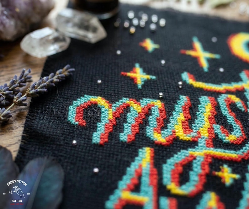Mystically awkward cross stitch pattern Gothic theme Magic xstitch Mystical embroidery Funny cross stitch Geeky Memes gift image 3