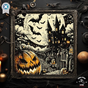 Halloween witch cross stitch pattern Spooky haunted house cross stitch Creepy jack o lantern Scarecrow cross stitch Pumpkin cross stitch