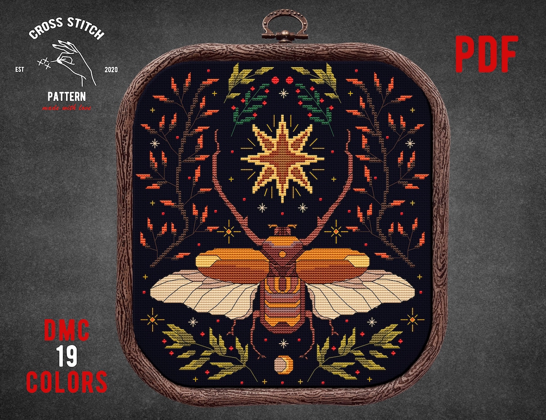 Witchy Insect Pattern Beetle Cross Stitch Pattern Insect Cross Stitch Witchy Cross Stitch ...