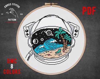 Astronaut cross stitch pattern Cosmonaut embroidery Modern cross stitch Galaxy theme Space theme boy nursery wall decor