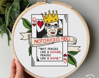 Rbg patrón de punto de cruz Cita de punto de cruz feminista punto de cruz ruth bader ginsburg vulgar Bordado subversivo xstitch Regalo para ella