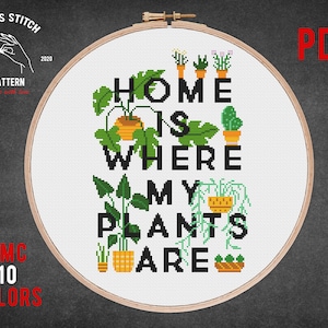 plant cross stitch pattern House plant embroidery indoor plants counted cross stitch Monstera plant embroidery hanging homely houseplants