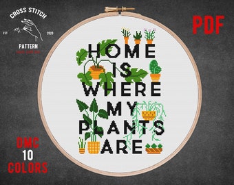 plant cross stitch pattern House plant embroidery indoor plants counted cross stitch Monstera plant embroidery hanging homely houseplants
