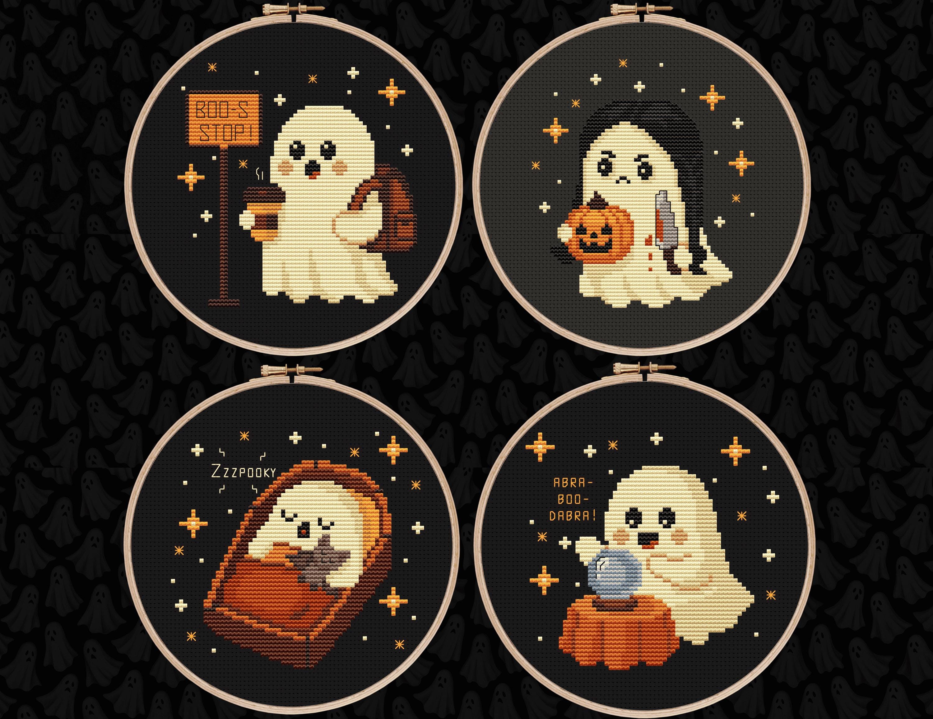 Tiny Halloween Cross Stitch Pattern Funny Ghost Embroidery Creepy Cute ...