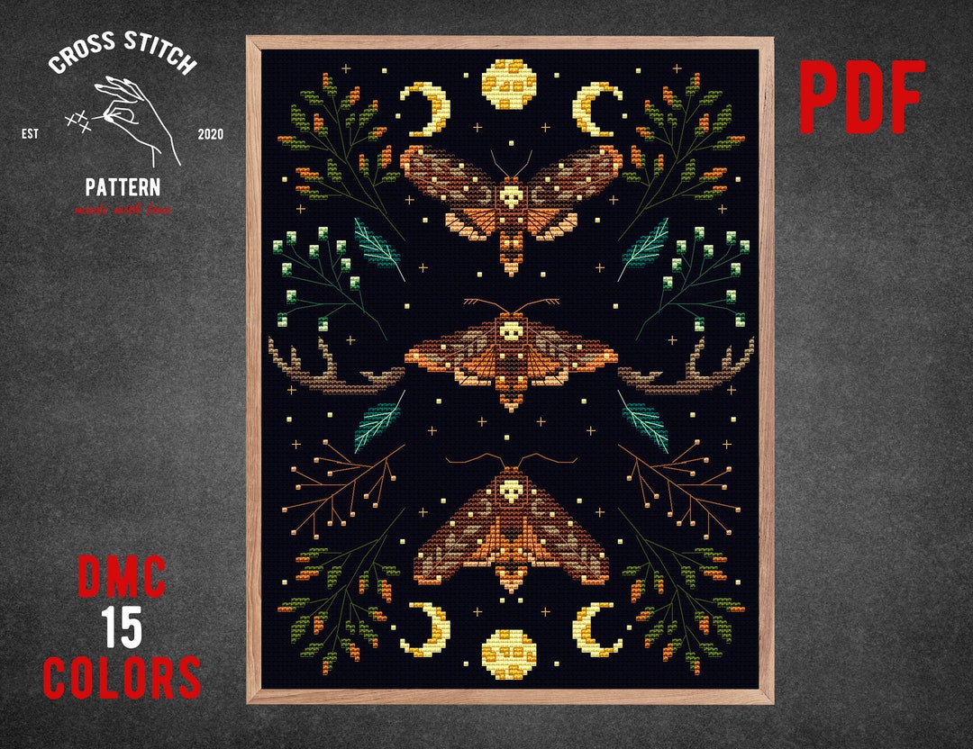 Witchy Insect Pattern Moth Cross Stitch Pattern Insect Cross Stitch Witchy Cross - Etsy