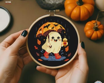 Kreuzstich Stickmuster Halloween Kreuzstich Stickmuster Zählbild Gruseliger Geist Kreuzstich Stickvorlage Kreuzstich Stickvorlage Kreuzstich pdf
