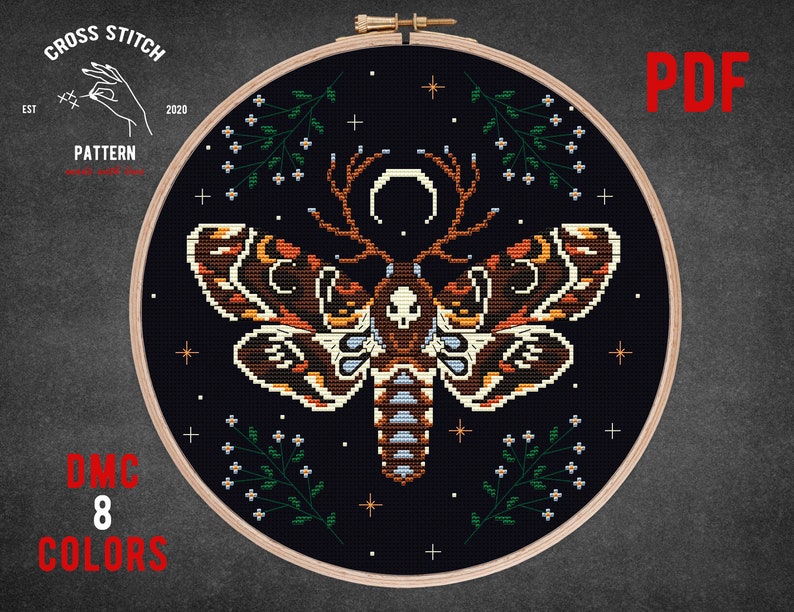 Witchy Insect Pattern Moth Cross Stitch Pattern Insect Cross Stitch Witchy Cross - Etsy