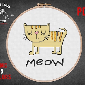 Funny cross stitch pattern Cat cross stitch Cute embroidery Modern cross stitch Embroidery design pdf