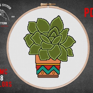 Plant cross stitch pattern Succulent embroidery Plant lady House plant Monstera hanging homely houseplants cross stitch gift for her