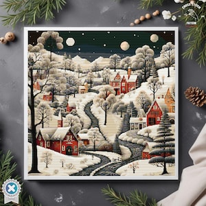 Christmas Cross Stitch Pattern Winter Village Embroidery Advent ...