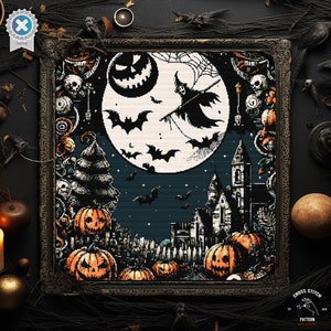 Halloween Witch cross stitch pattern Spooky cross stitch Scarecrow cross stitch Pumpkin cross stitch Creepy jack o lantern Horror embroidery