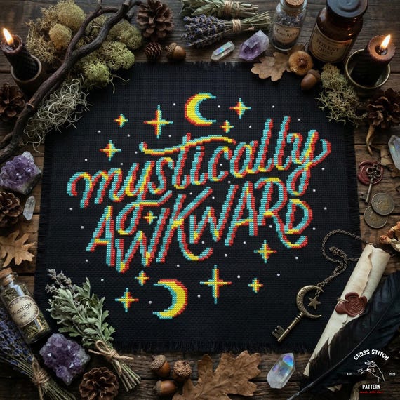 Mystically awkward cross stitch pattern Gothic theme Magic xstitch Mystical embroidery Funny cross stitch Geeky Memes gift